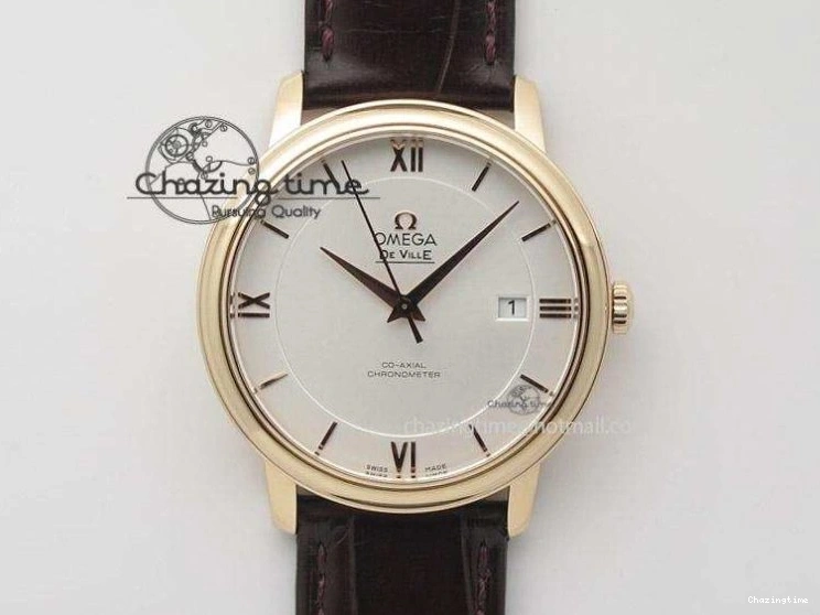 0413 FashionForward De Ville SS MK 1:1 Best Edition White Dial SS Markers On Leather Strap Miyota 9015 V 8077